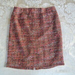 J. Crew Brown & Peach Multicolor Boucle The Pencil Skirt 10